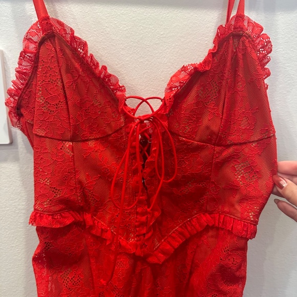 For love and lemons x VS Red Lace MIDI Dress Size: Medium - Picture 3 of 7